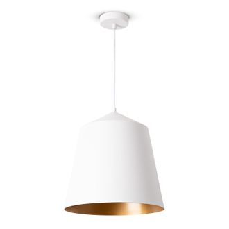 Paco Home Paco Home - L&aacute;mpara Colgante Sal&oacute;n Suspensi&oacute;n Mesa Comer Cocina Pantalla Industrial L&aacute;mpara Colgante - Blanco, Oro (&oslash;32.5 Cm)