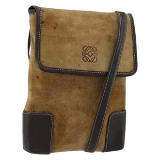 Loewe Pre-owned Cross Body Bags, female, Beige, Size: ONE SIZE Pre-owned Suede Shoulder Bag