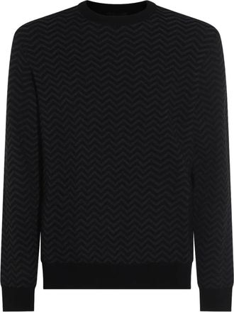 Giorgio Armani Maglione con motivo chevron - Nero