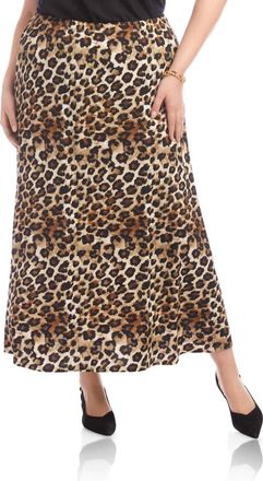 Karen Kane Side-Slit Midi Skirt - Plus In Leopard