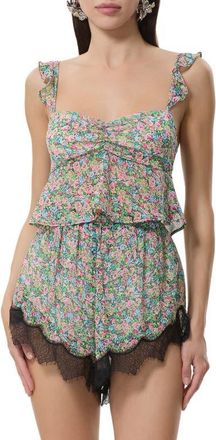 AFRM Aisha Floral Crop Top in Candy Ditsy at Nordstrom, Size X-Large