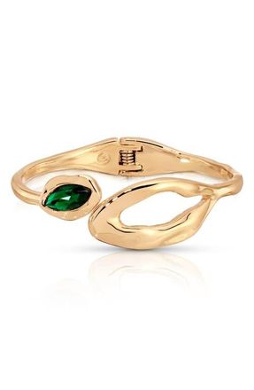 Ettika Molten Marquise Crystal Hinge Cuff Bracelet in Green at Nordstrom