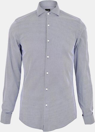 HUGO BOSS Mens Spread Collar Long Sleeve Shirt in Blue - Size 15 inch
