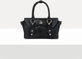 Vivienne Westwood Bettina Mini Crossbody Snake-effect Leather Dark-grey