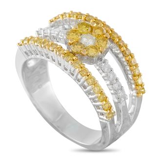 Luxury Bazaar 18K White Gold 1.10ct Fancy Yellow and White Diamond Ring MF04-081926