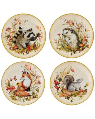 Certified International Woodland Critters Set Of 4 Dessert Plates