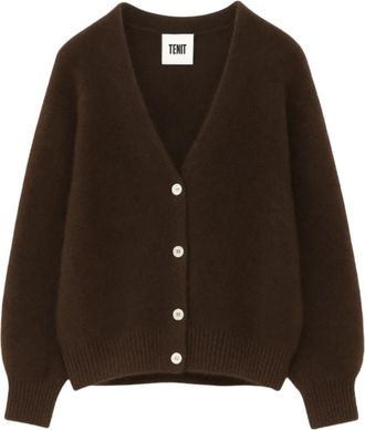 Tiffany & Co. Donkerbruine Mohair Cardigan - Dames - Vesten - Bruin - ONE Size - Truien & Vesten