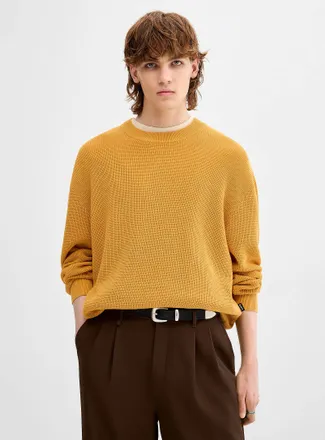 Djab Mens Loose waffle-knit sweater