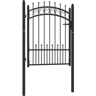 vidaXL Puerta De Valla Con Picos Acero Negro 100x125 Cm Vidaxl