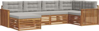 vidaXL Conjunto De Sof&aacute;s De Exterior 6 Uds. Gris Natural Y Claro Vidaxl