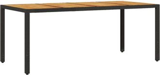 vidaXL Vidaxl - Mesa De Jard&iacute;n Superficie Madera Acacia Rat&aacute;n Negro 190x90x75cm