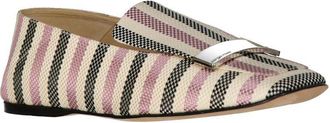 Sergio Rossi Womens White Fabric Slip-On Loafers