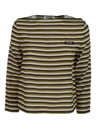 Miu Miu T-shirt met logopatch - Groen