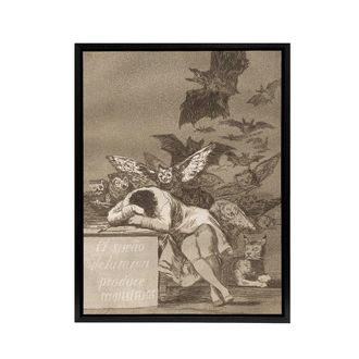 Artery8 The Sleep of Reason Produces Monsters Goya Framed Canvas Wall Art in Grey | Size: W24 x H32