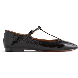 Madewell The Mylie T-Strap Flat in True Black at Nordstrom Rack, Size 10.5
