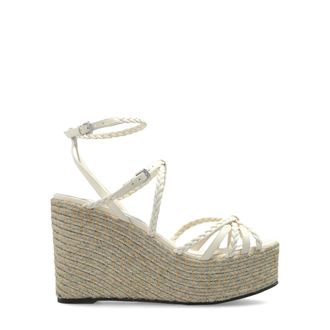Jimmy Choo London Wedges, female, Beige, Size: 7 1/2 US Nyra 100 Wedge Sandals