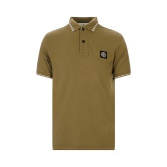 Stone Island Polo Shirts, male, Green, Size: 2XL Polo M Corta Slim Fit