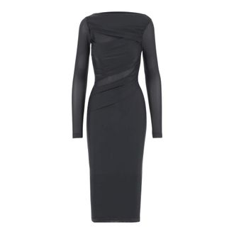 Pinko Black Jersey Midi Dress with Bateau Neckline