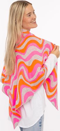 Zwillingsherz Dreieckstuch ZWILLINGSHERZ Happy Waves, Damen, beige pink orange, Strick, Baumwollmischung, gemustert, Modet&uuml;cher Dreieckstuch, auffallendes Muster, S