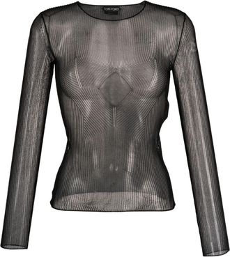 Tom Ford semi-sheer silk top - women - Silk/Polyamide - S - Black