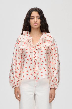 Stine Goya Ditsy Petunia Long Sleeve Top In Beige
