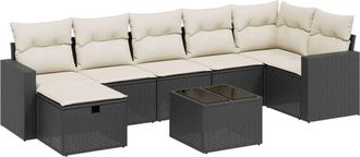 vidaXL Set De Sof&aacute;s De Jard&iacute;n 8 Piezas Y Cojines Rat&aacute;n Sint&eacute;tico Negro Vidaxl