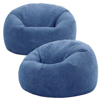 Icon Brand Kingston Classic Beanbag, Corduroy 2 Pack in Blue | Size: Medium