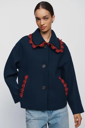 NVLT Carina Scalloped Cropped Coat Jacket