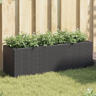 vidaXL Jardineras Con 3 Maceteros 2 Uds Rat&aacute;n Pe Negro 105x30x32 Cm Vidaxl