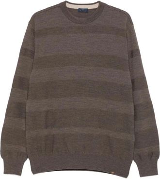 Paul & Shark Soft Cool Touch Wool Crewneck Sweater - Heren - Ronde hals truien - Bruin - M - Wol - Truien & Vesten