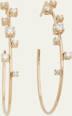 Lana Jewelry 14K Gold Small Solo Tear Drop Hoop Earrings with Diamonds, 36mm