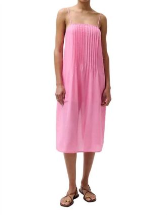 Pistola Denim Vittoria Pleated Midi Dress In Azalea Pink