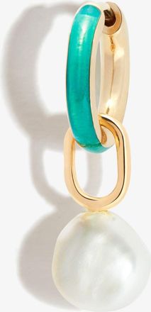 Maria Black Gold Plated Bluff Pearl Drop Huggie Earring - Mens - Gold Plated Sterling Silver