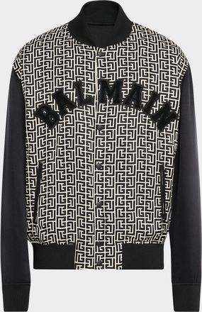 Balmain Men & apos;s Varsity Monogram Bomber Jacket with Patches