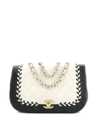 Chanel Bicolor Braided Saddle Flap Bag Quilted Lambskin Small crossbody bag - Nero