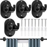 OEM Juego De 4 Soportes Autoadhesivos Negros Para Barras De Cortina, No Requieren Taladrar. Soportes Ajustables Para Colgar Cortinas Sin Tornillos, Ideale