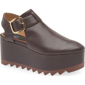 Stella McCartney Elyse Wedge T-Bar Sandal in Moka at Nordstrom Rack, Size 8.5Us / 38.5Eu