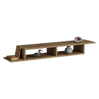 Dmora Mueble De Tv Ivrea, 2 Compartimentos, Soporta 40 Kg, Instalaci&oacute;n Suspendida, 120x30x18h Cm, Roble Marr&oacute;n