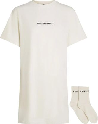 Karl Lagerfeld Camicia da notte con logo - Toni neutri