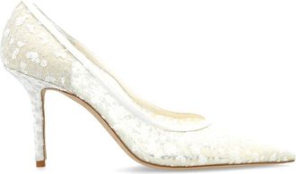 Jimmy Choo London Love 85 Pumps - Dames - Pumps - Wit - 41 EU - Leer - Schoenen