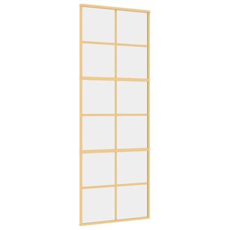 vidaXL Puerta Corredera Dorada De Vidrio Esg Transparente Y Aluminio Vidaxl