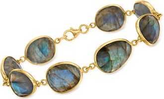 Ross-Simons Labradorite Station Bracelet in 18kt Gold Over Sterling