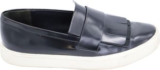 Vince Conventry Kiltie Fringe Slip-On Sneakers in Black Leather