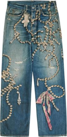 Acne Studios Printed Denim Jeans - Mid Blu - XL