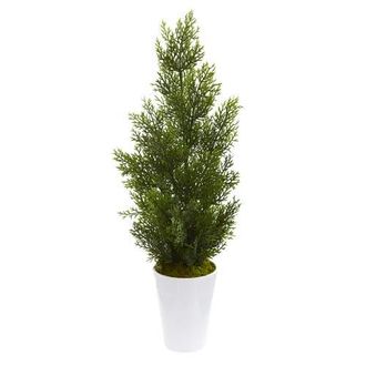 Nearly Natural 27-in Mini Cedar Artificial Pine Tree in Decorative Planter in Green at Nordstrom