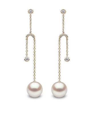 Yoko London 18kt yellow gold Trend freshwater pearl and diamond earrings - women - Diamond/18kt Yellow Gold/Freshwater Pearl - OS