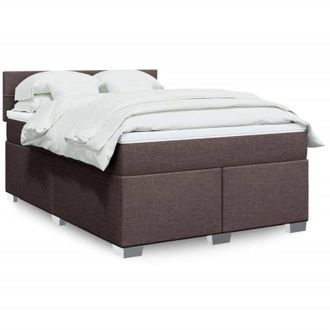vidaXL Cama Box Spring Con Colch&oacute;n Tela Marr&oacute;n Oscuro 140x190 Cm Vidaxl