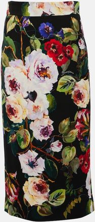 Dolce & Gabbana Rose Garden charmeuse midi skirt