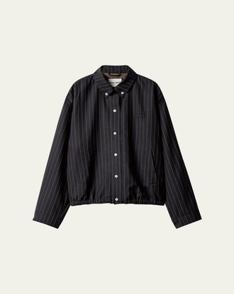 Miu Miu Striped Button-Vent Shirt Jacket