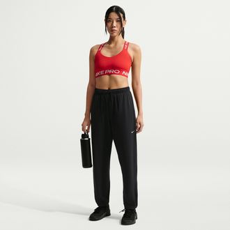 Nike Womens Nike Pro Dri-FIT Mid-Rise Full-Length Woven Pants in Black | IQ0832-010